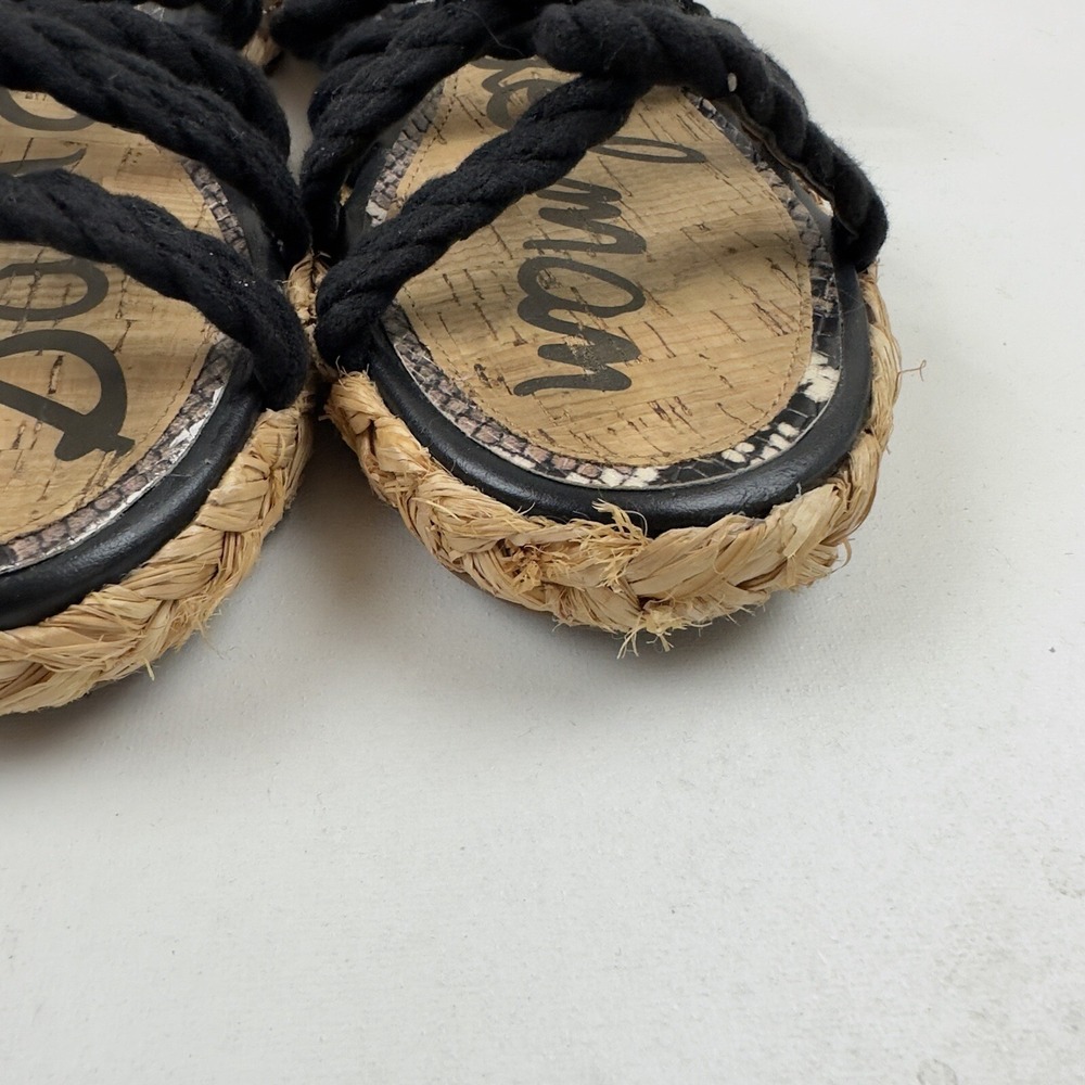Sam Edelman Black Cristan Rope Sandals Espadrille Sz 6 Ankle‎ Strap Woven $72 - Picture 4 of 10